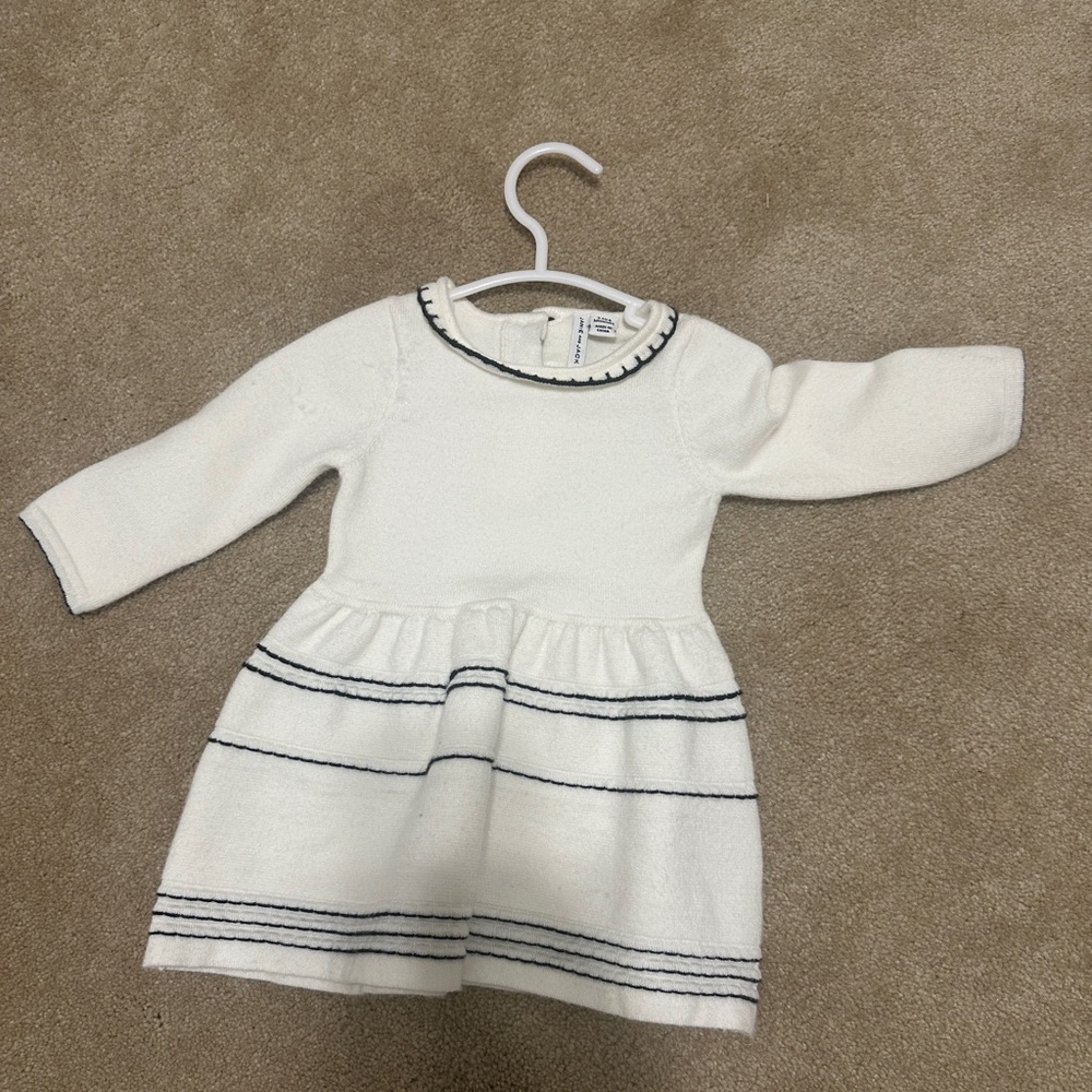 Janie and Jack White Dress with Black Stripes
